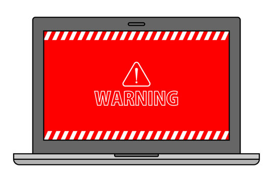 「WARNING」表示のノートパソコン画面 ワンクリック詐欺・架空請求のイメージ