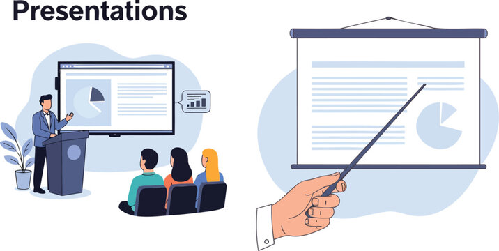 Presentations involve speakers and audiences.