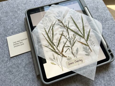 Digital Detox with Nature Overlay on Tablet