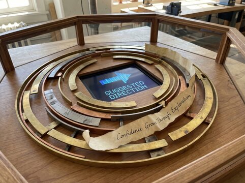 Mechanical Navigator Showing Suggested Direction, Addressing AI Overreliance
