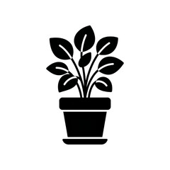 Fototapeta premium Minimalist Potted Plant Flower Pot Leaf Line Art Icon