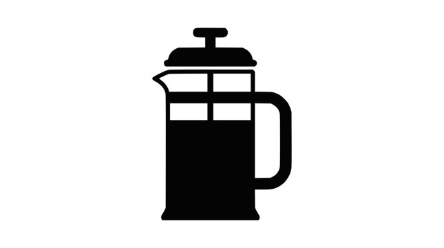 Animated French press icon filling on black background