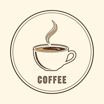 Steaming hot coffee cup icon design.