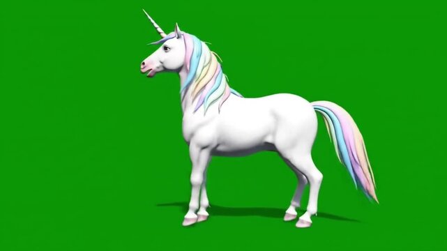 Happy Unicorn dancing green screen