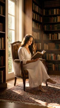 "Timeless Reader" &mdash; Vintage Library Peace &mdash; Golden Sunbeam Solitude