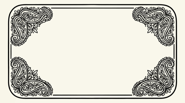 Elegant rectangle frame with ornate paisley floral corners.