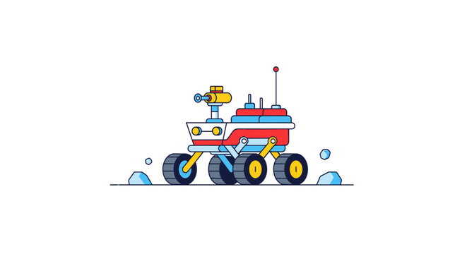 Colorful Mars Rover Exploring Alien Planet Surface