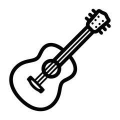 Naklejka premium Simple Outline Handdrawn Acoustic Guitar Icon Musical Instrument Illustration