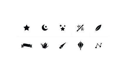 Graphic icons featuring star moon and nature elements for festive or celestial designs. © Sharmistha