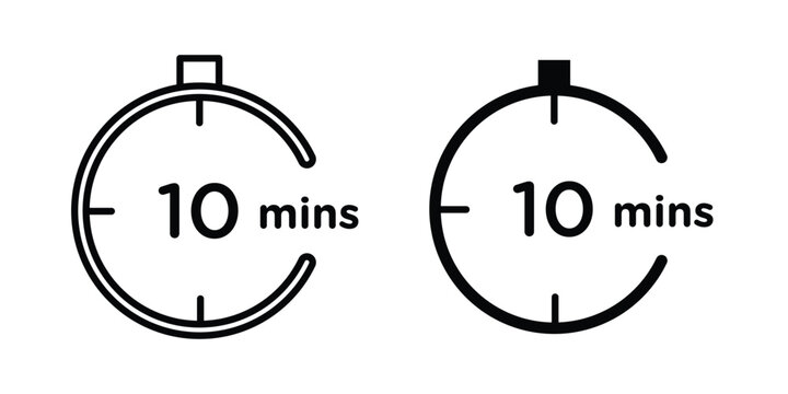 10 minutes icon fill and line concepts