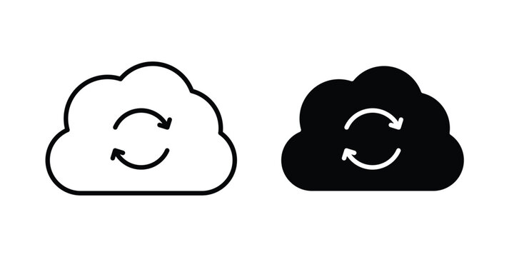 Cloud sync icon fill and line concepts