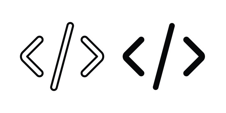 Code icon fill and line concepts