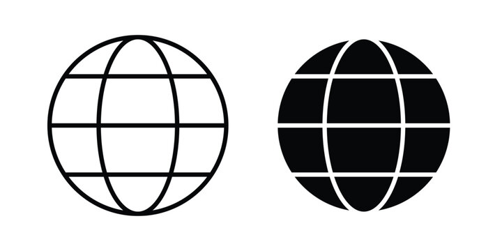 Globe icon fill and line concepts