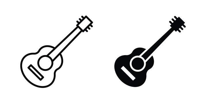Guitar icon fill and line concepts
