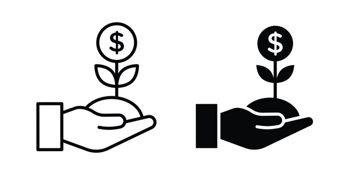 Investment icon fill and line concepts