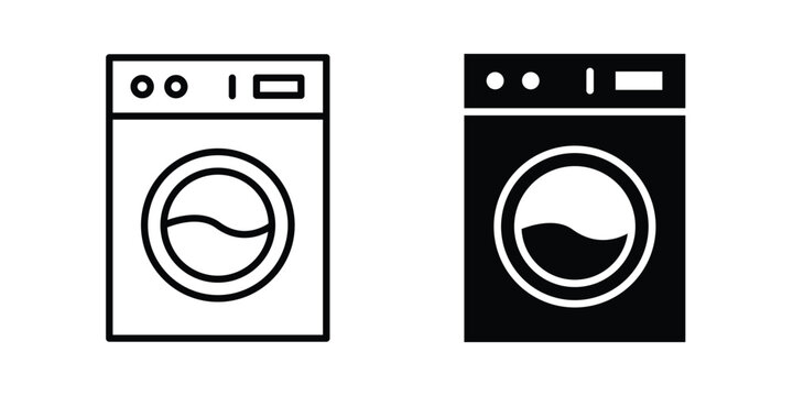 laundry machine icon fill and line concepts
