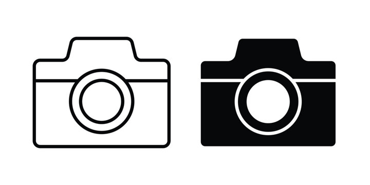 Photo Camera icon fill and line concepts