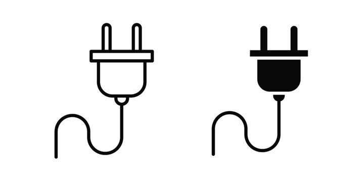 Power plug icon fill and line concepts