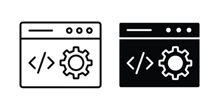 Web development icon fill and line concepts