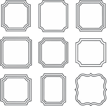 Certificate Border Frame Set with Ornamental Edge Shapes