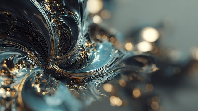ray tracing reflections, low angle perspective, vray render, Holographic Liquid Chrome concept, octane render quality, complex geometry, shallow depth of field, ultra-high definition, anti-aliasing,