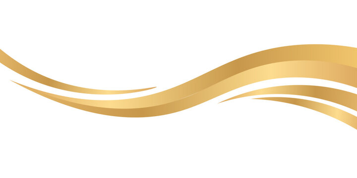 Wave swoosh line with metallic gradient for a fancy border or footer on certificates, banners, or invitations