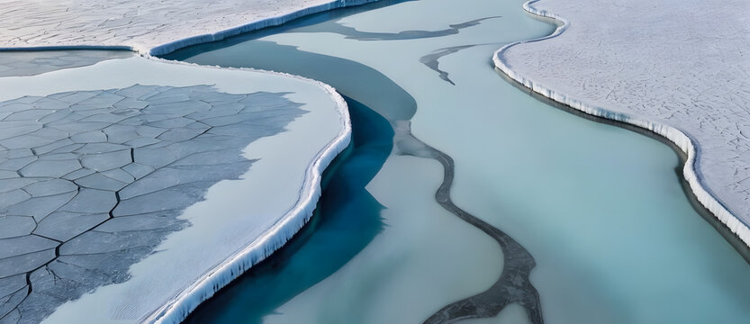 Aerial Abstract Patterns of Melting Arctic Ice and Glacial Meltwater