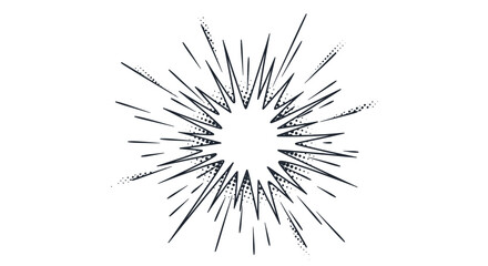 Fototapeta premium Black and white comic book style burst graphic with radiating lines, perfect for speed, impact, explosion, or sudden movement design.