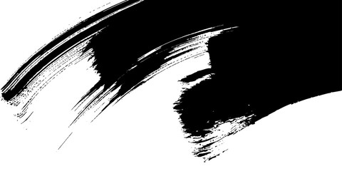 Abstract black brush stroke on a white background, conveying a sense of dynamic energy and artistic expression. © GREENPIXEL Art