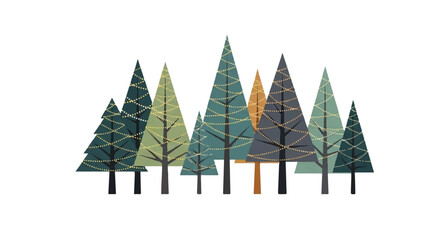 Fototapeta premium A serene forest landscape with various trees standing tall in a natural environment viewed from a distance.
