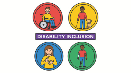 Fototapeta premium Disability Inclusion Icons for Disability Pride Month