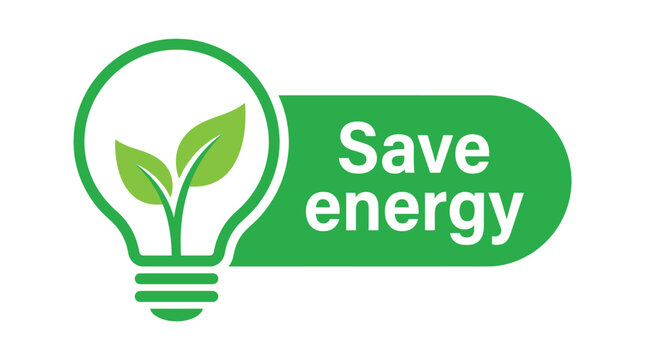 Save energy ecology lightbulb leaf concept template for environmental protection