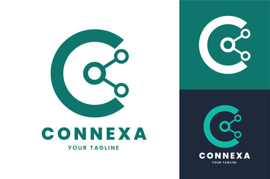 Minimal Network Node Letter C Technology Branding Logo