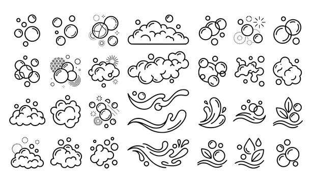 Creative foam outline vector elements with minimalist bubble decorations