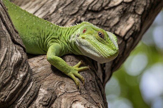 green lizard on a tree