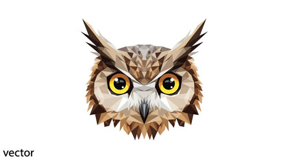 Obraz premium Geometric owl face with intense yellow eyes and pointed ear tufts