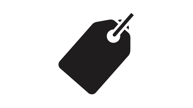 Minimalist black tag icon on a white background