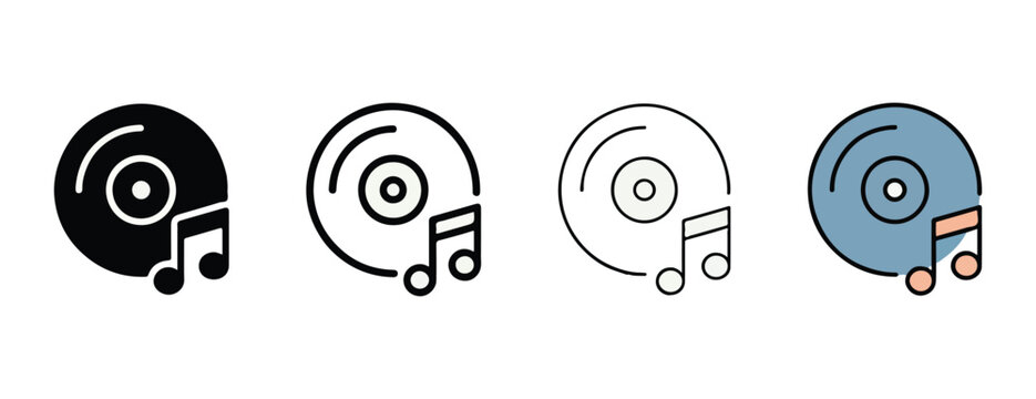 Cds with musical notes in different colors and styles for music and audio concepts  various cd icons