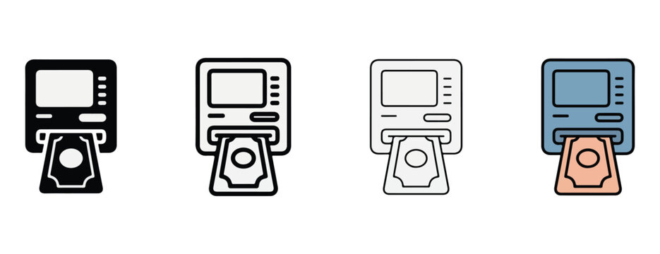  bill changers and money machines in different colors isolated on white background