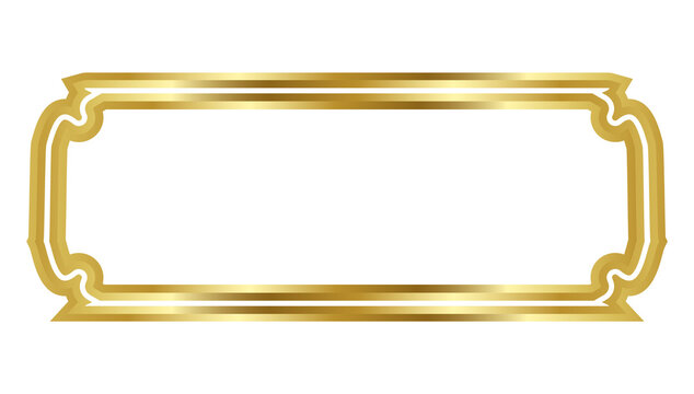 Set Luxury Islamic banner in golden frames text box, title frame template. Infographics design element related to Arabic cuture. Set of white web buttons on green background. Luxury gold islamic label