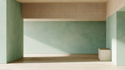 Fototapeta premium Sage Wall and Floor Interior with Soft Shadow