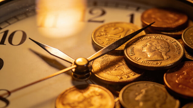 Time is Money: Clock Face Covered with Coins, Financial Concept