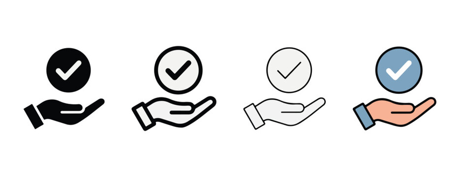 check mark icons on hands  various colored hands holding checkmarks