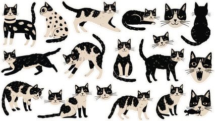 Digital illustration of a cat sticker © Songram