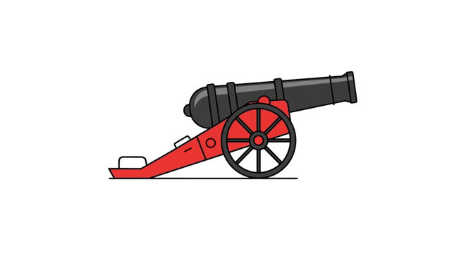 Historic Cannon on Red Carriage.