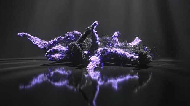 Evolving alien organic structure with glowing neon purple energy