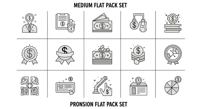 Business icons flat pack set.