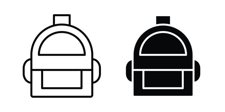 Backpack icon line and fill concepts