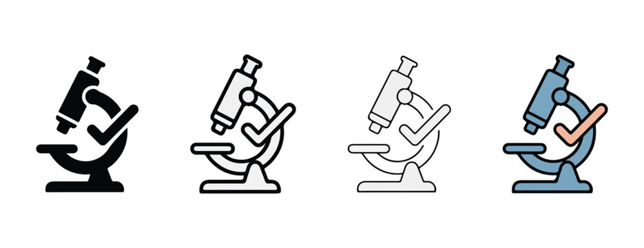 microscope icons with check marks on white background