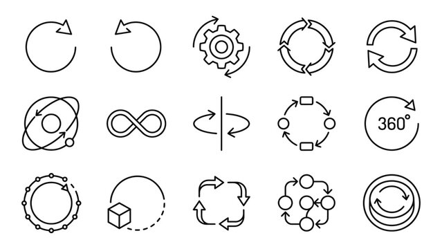 Collection of various circular arrow icons.